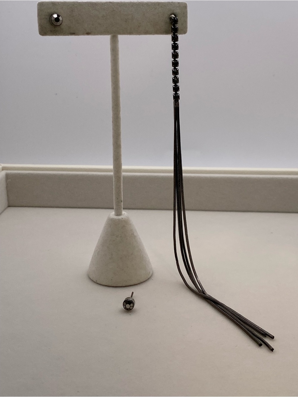 Vintage Gunmetal Long Tassel Chain Dangle Earrings
